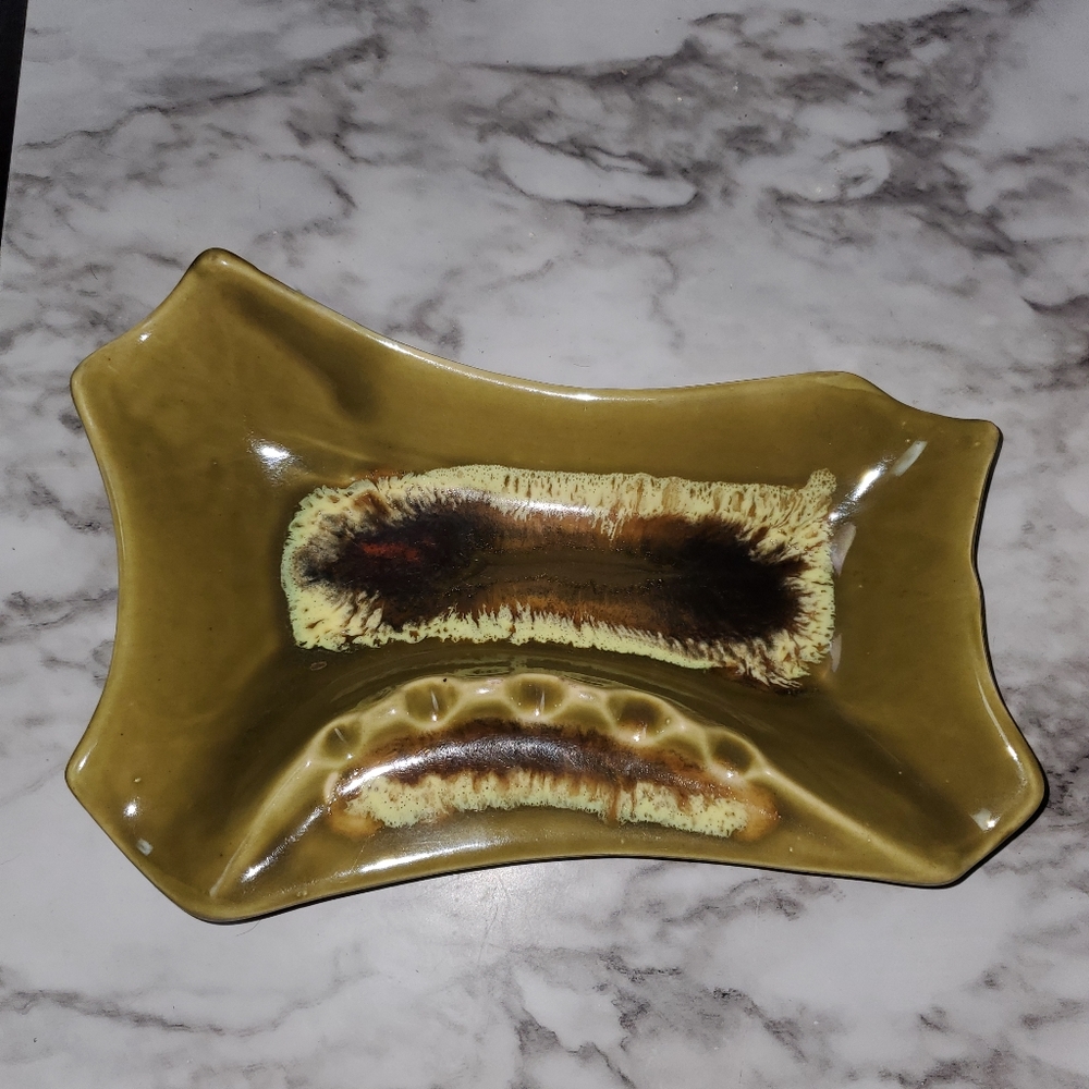 Vintage brown green ashtray